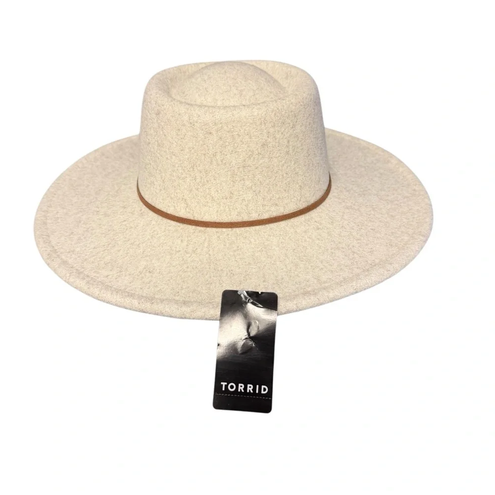 Torrid Cream Felted Bolero Wide-Brim Hat with Tan Band NWT